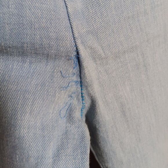 28x27 True Vintage Maternity Jeans sz 11 1970's High-Waist Raw Denim Stretch Top - Picture 5 of 7